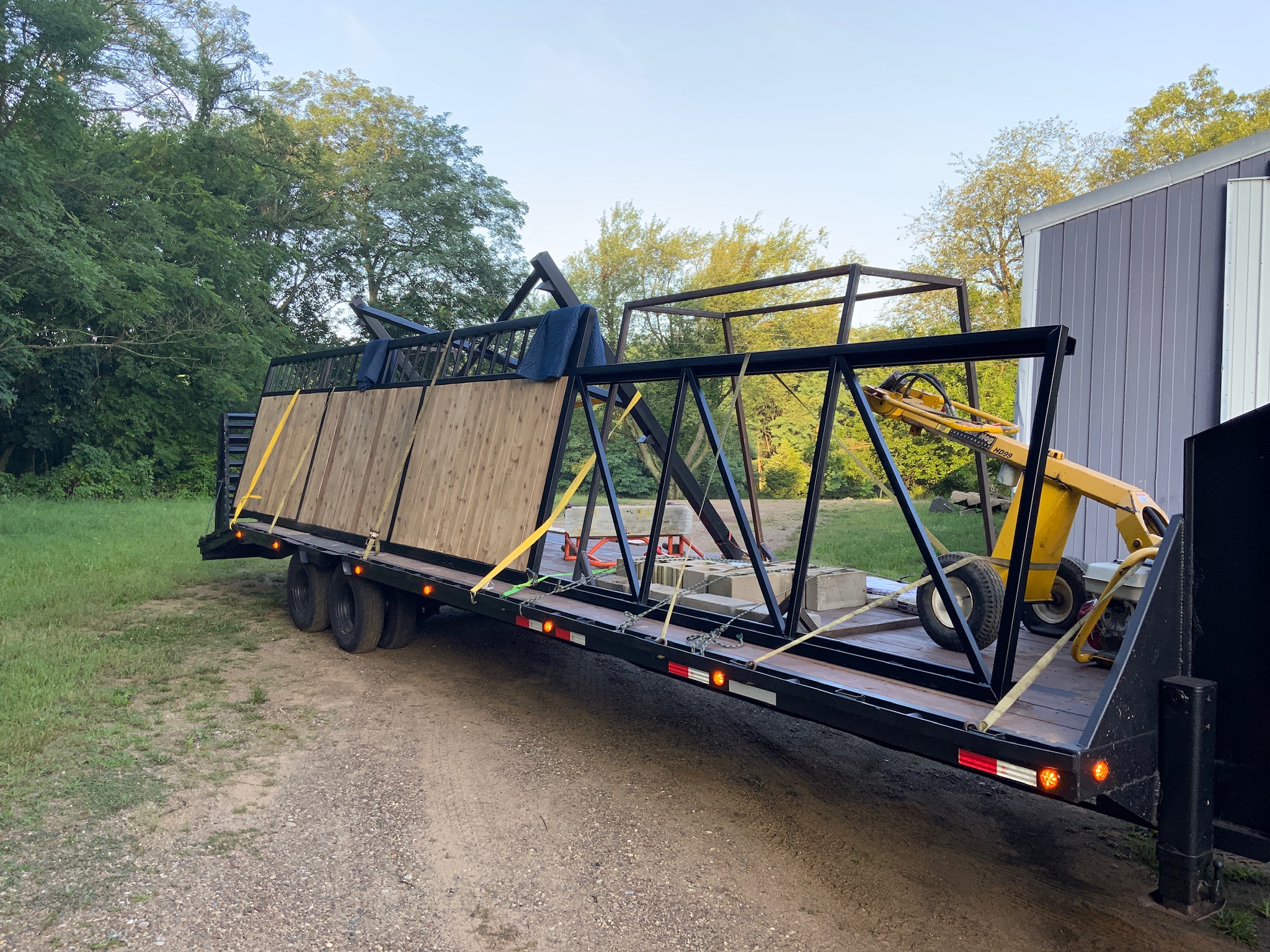 Finished custom gates loaded on a trailer for delivery